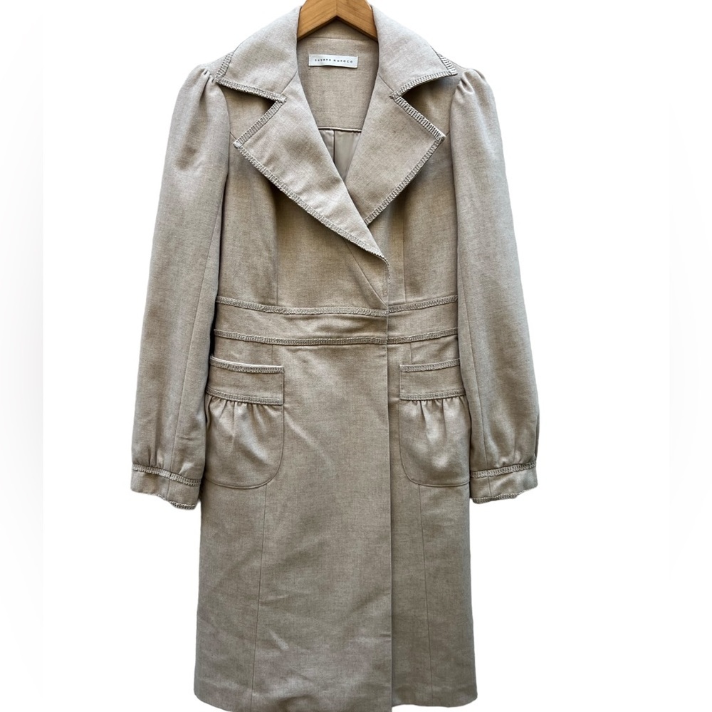 Susana Monaco Lambswool Made in USA Embroidered Coat Oatmeal Size 4